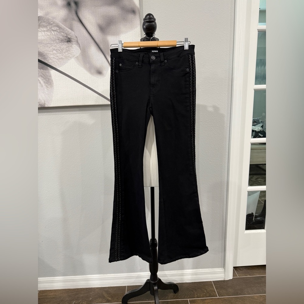 Hudson Natasha Side Seam Weave Embellished Women's Black Jeans